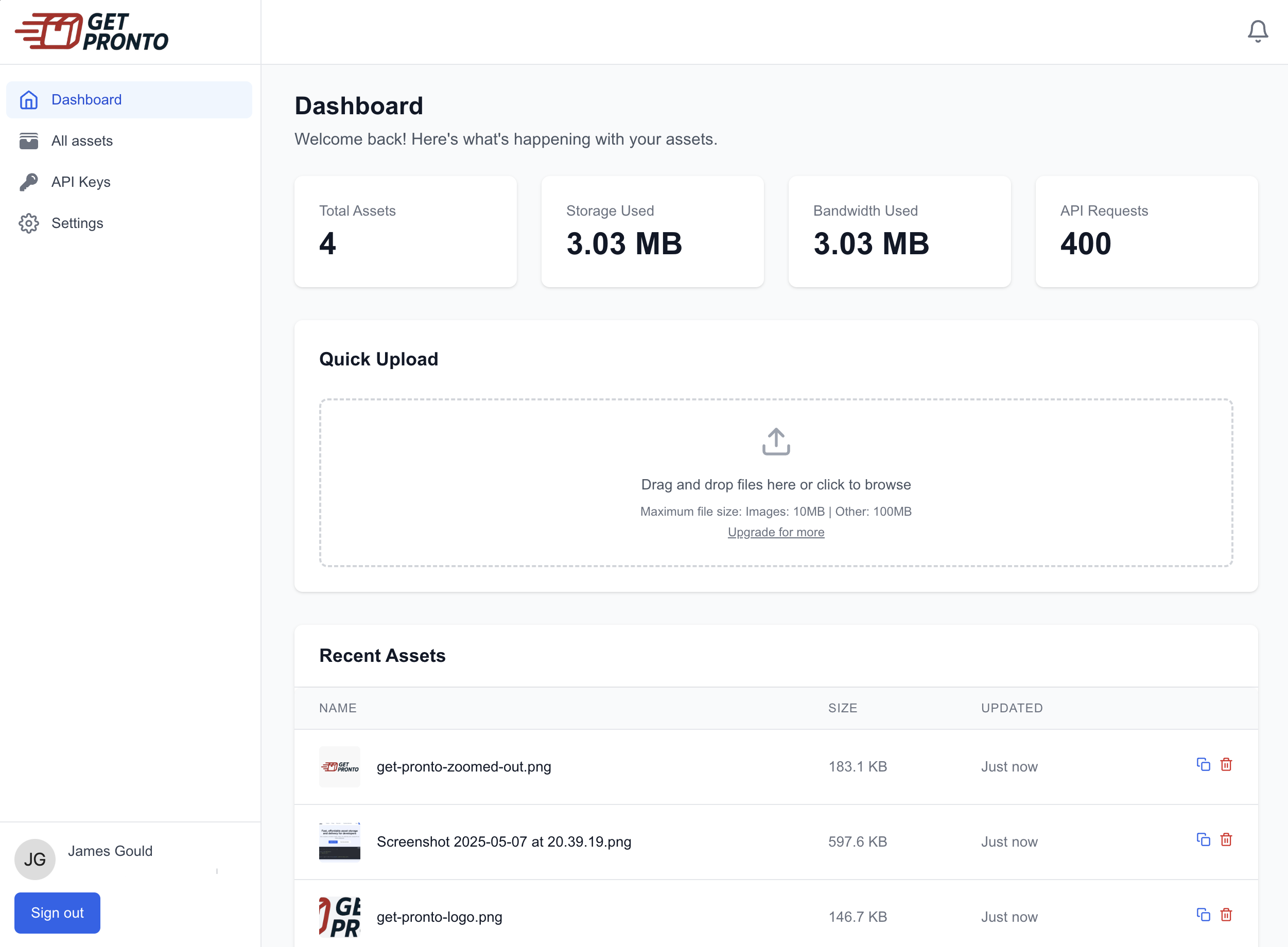 Dashboard screenshot