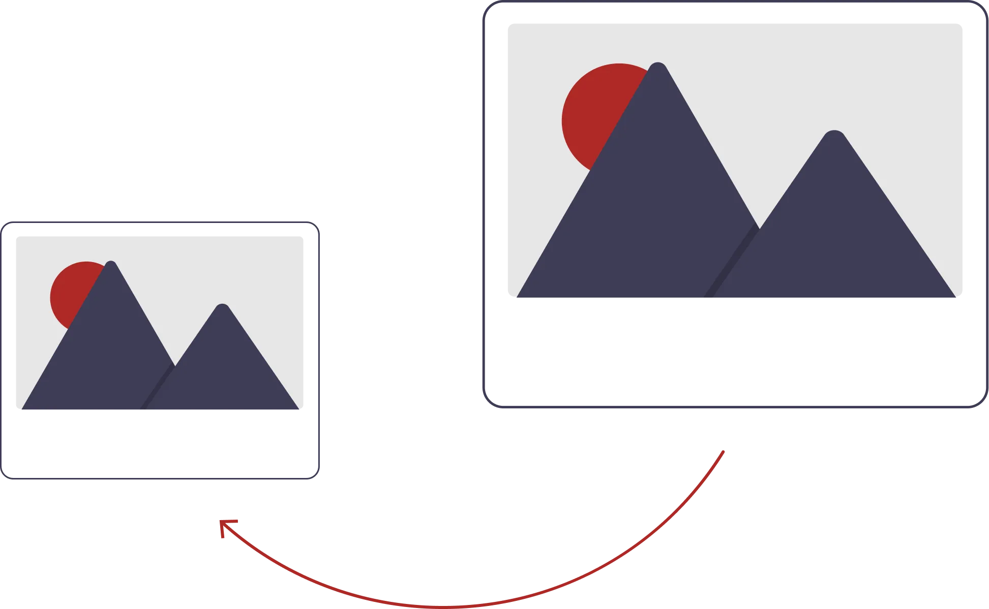 Illustration of image transforming from large to small